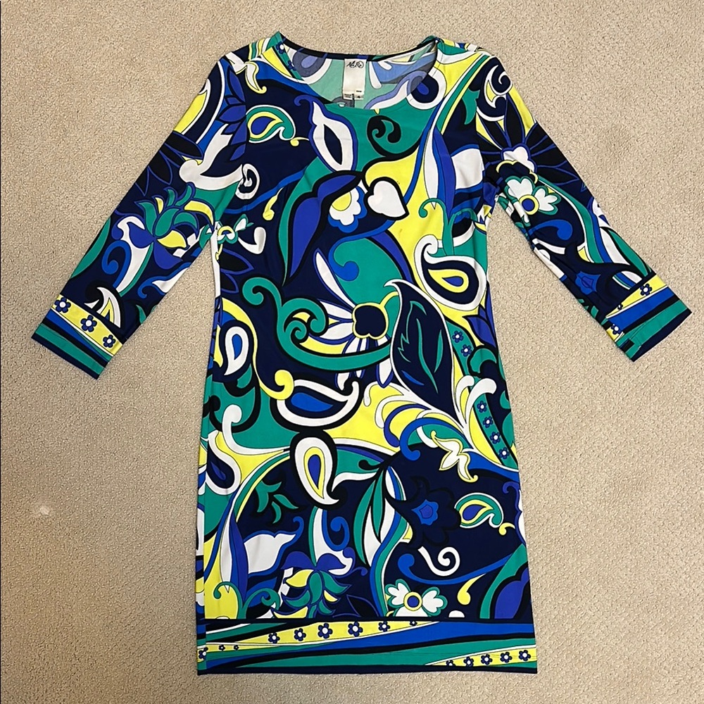 Ali Ro Dress Patterned 3/4 Sleeve Dress Size 4